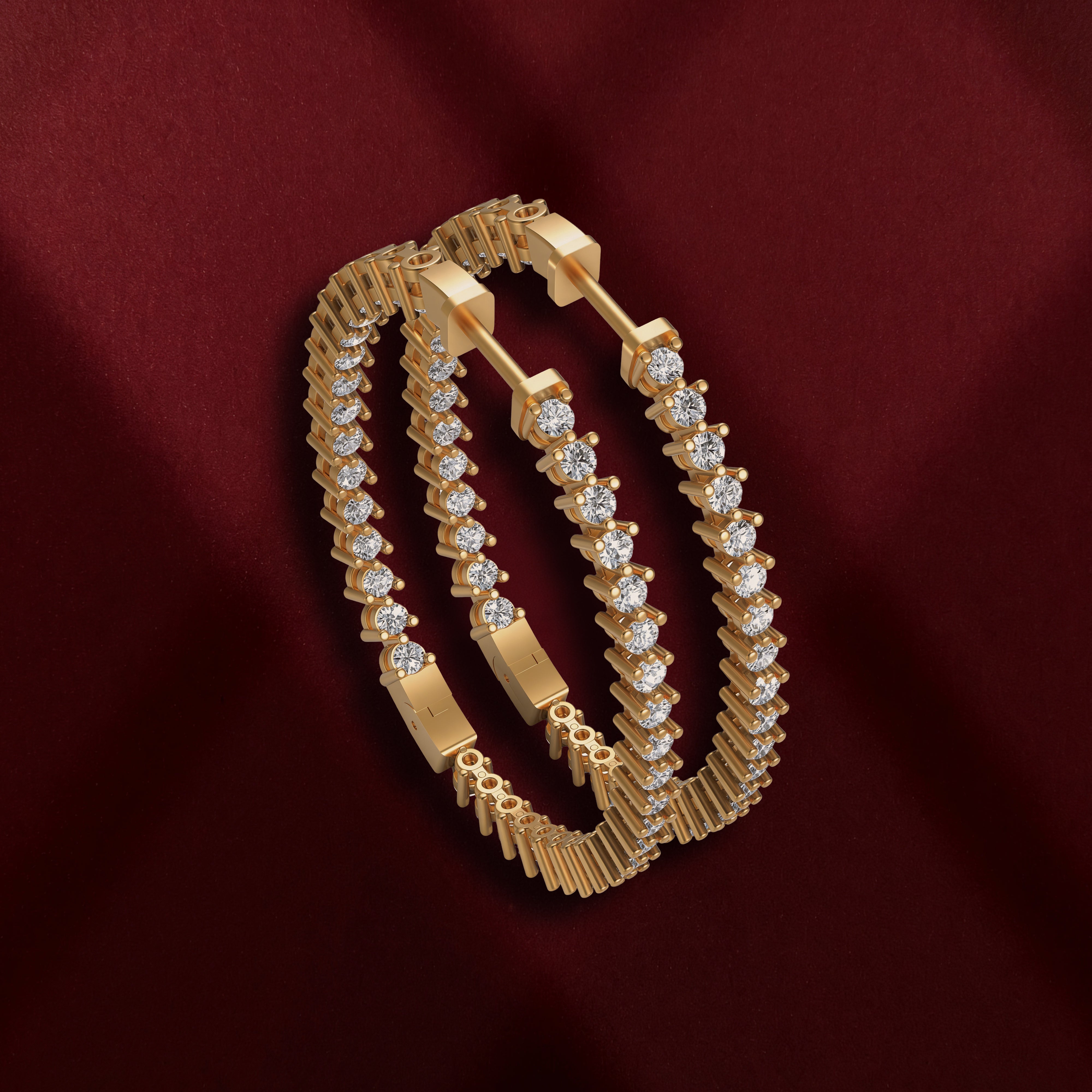 3 Prong Hoop Earrings