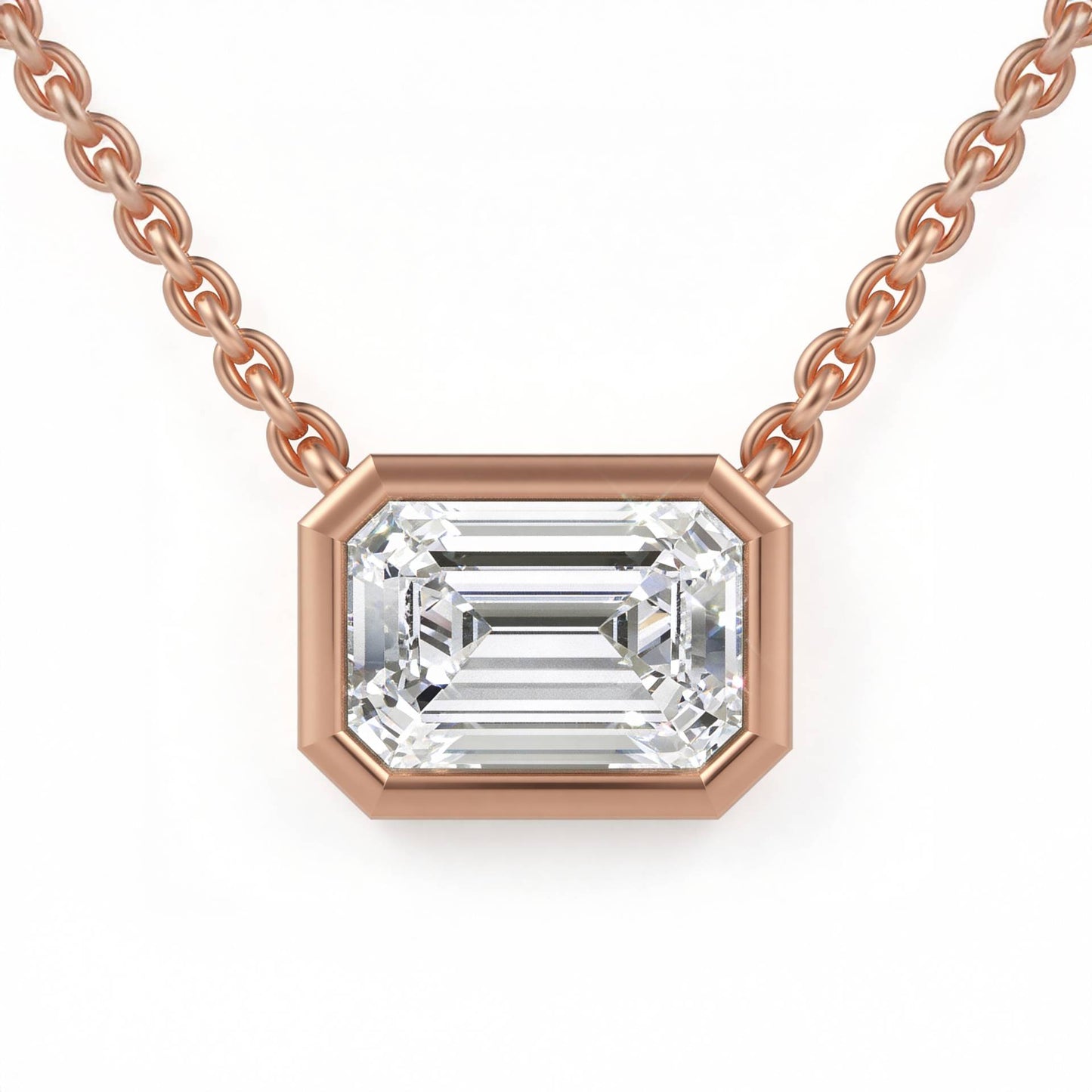 Emerald Bezel Set Pendant with Chain