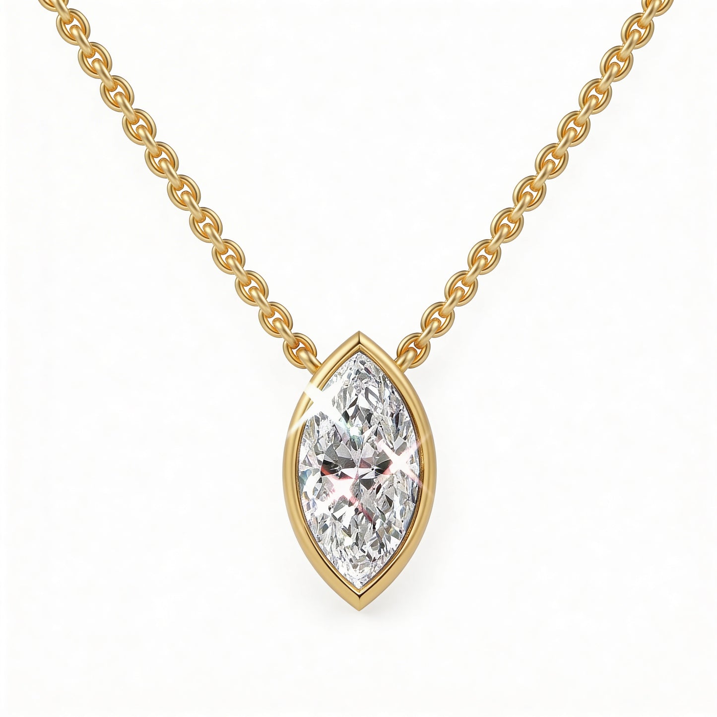 Marquise Bezel Set Pendant with Chain