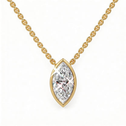 Marquise Bezel Set Pendant with Chain