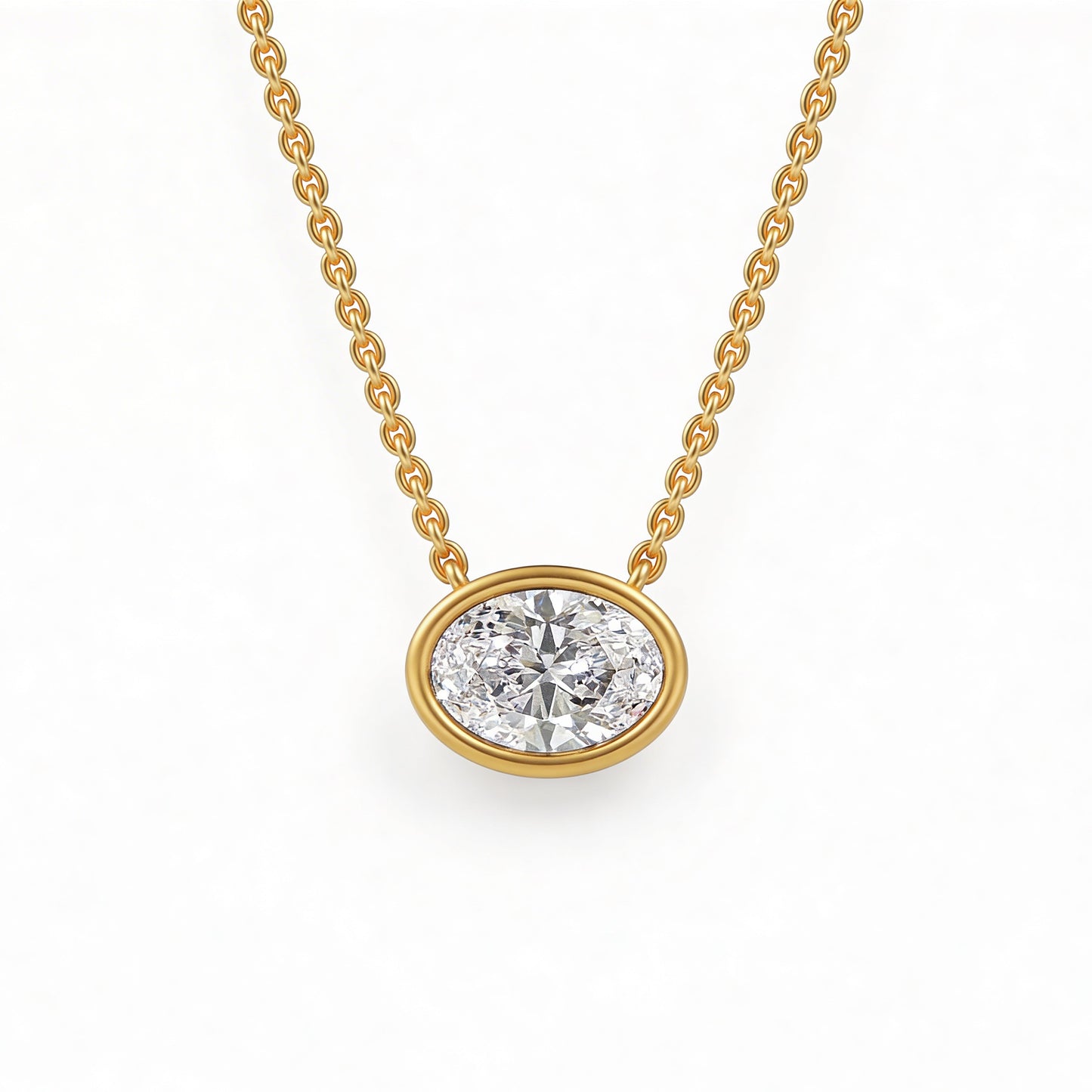 Oval Bezel Set Pendant with Chain