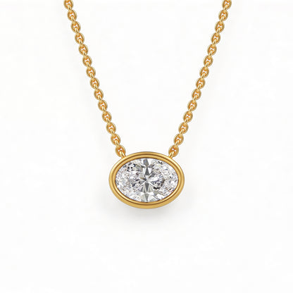 Oval Bezel Set Pendant with Chain