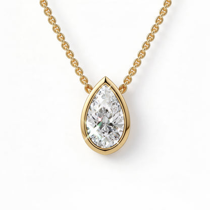 Pear Bezel Set Pendant with Chain