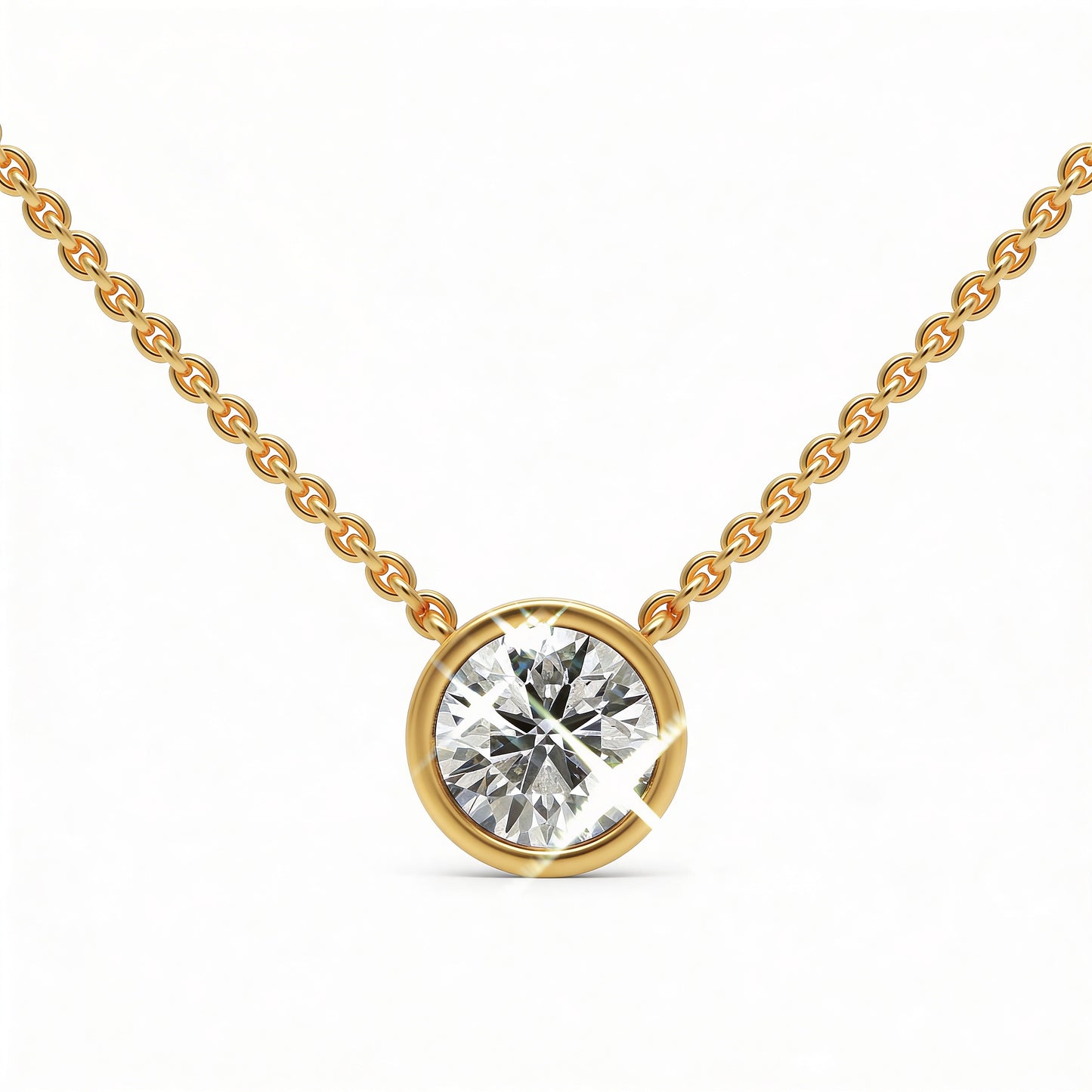 Round Bezel Set Pendant with Chain
