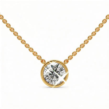 Round Bezel Set Pendant with Chain