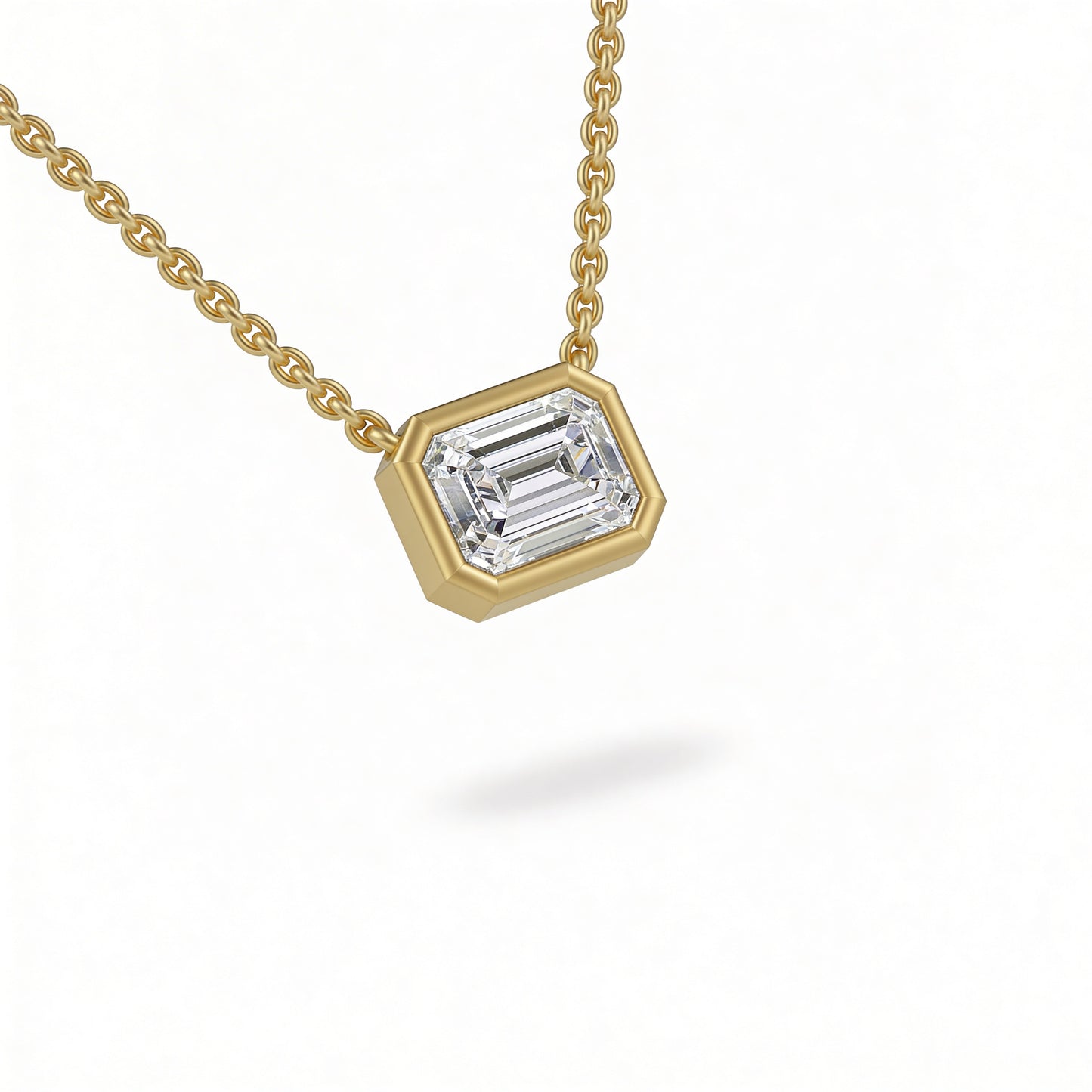Emerald Bezel Set Pendant with Chain