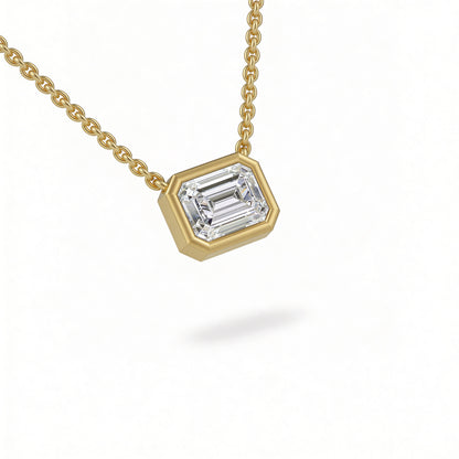 Emerald Bezel Set Pendant with Chain