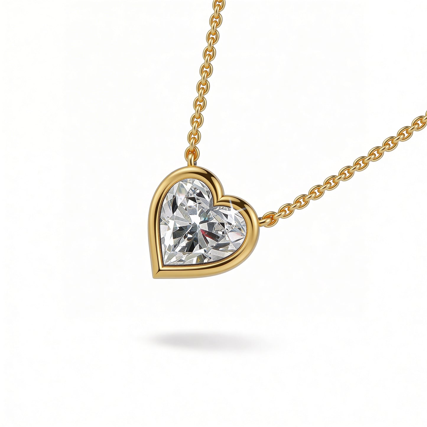 Heart Bezel Set Pendant with Chain