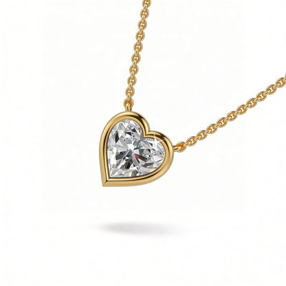 Heart Bezel Set Pendant with Chain