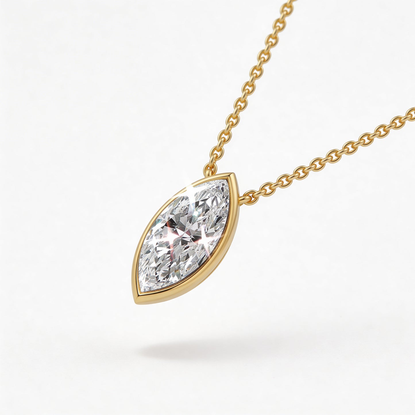 Marquise Bezel Set Pendant with Chain