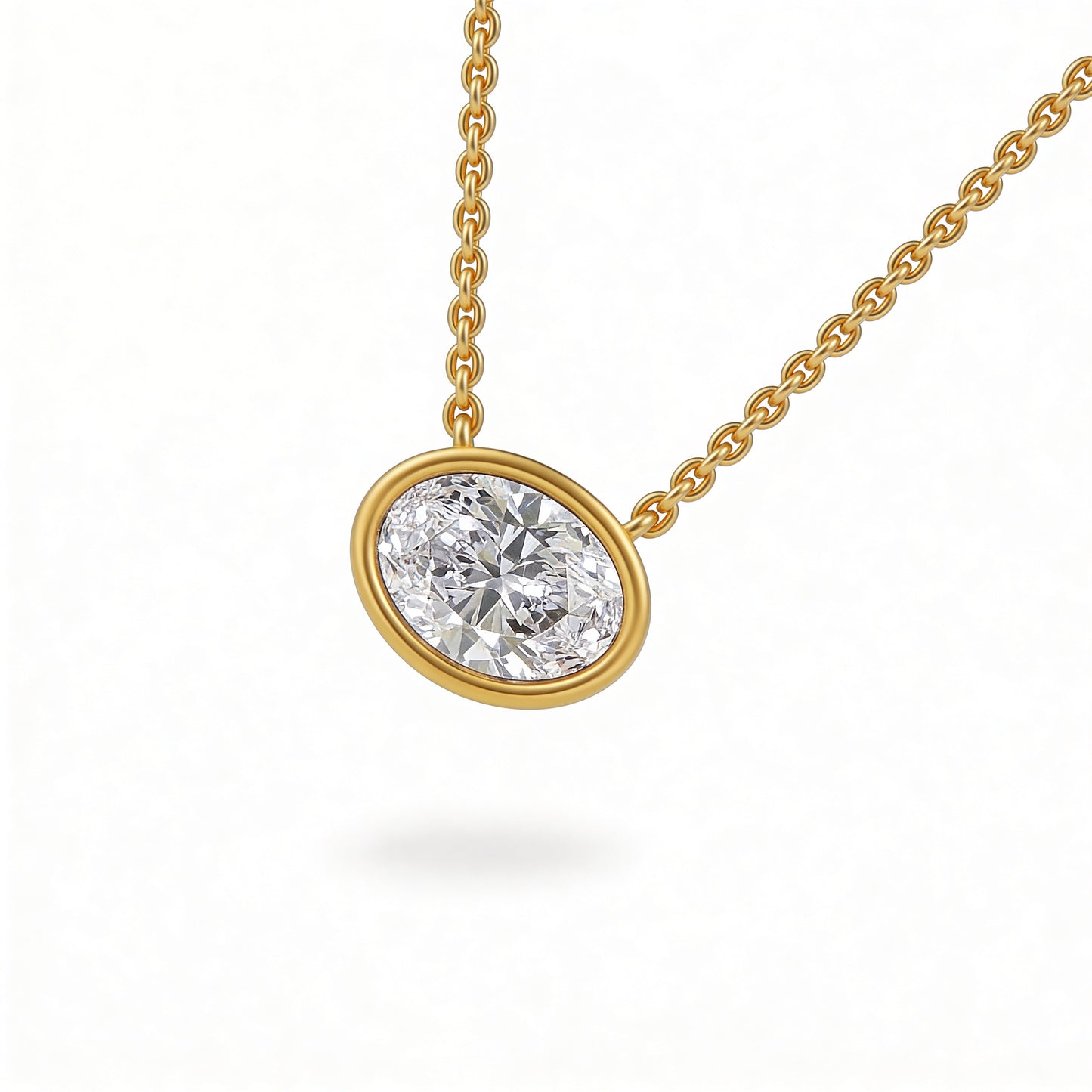 Oval Bezel Set Pendant with Chain