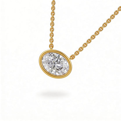 Oval Bezel Set Pendant with Chain