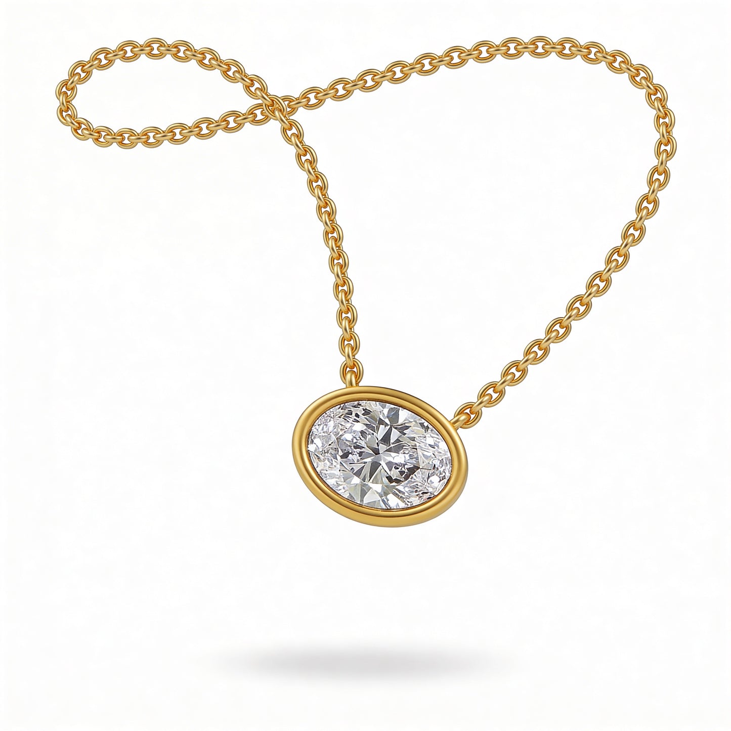 Oval Bezel Set Pendant with Chain