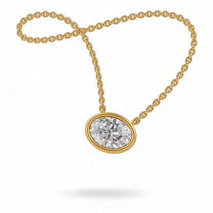 Oval Bezel Set Pendant with Chain
