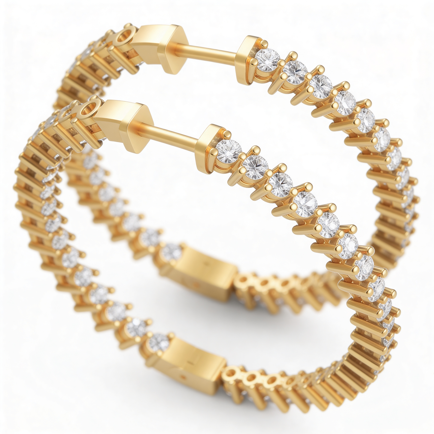 3 Prong Hoop Earrings
