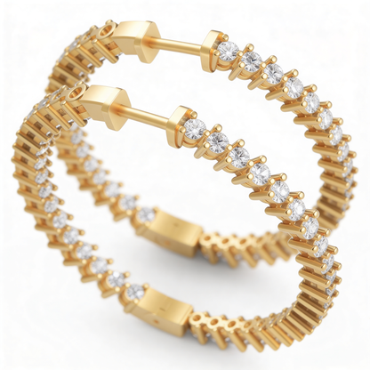 3 Prong Hoop Earrings