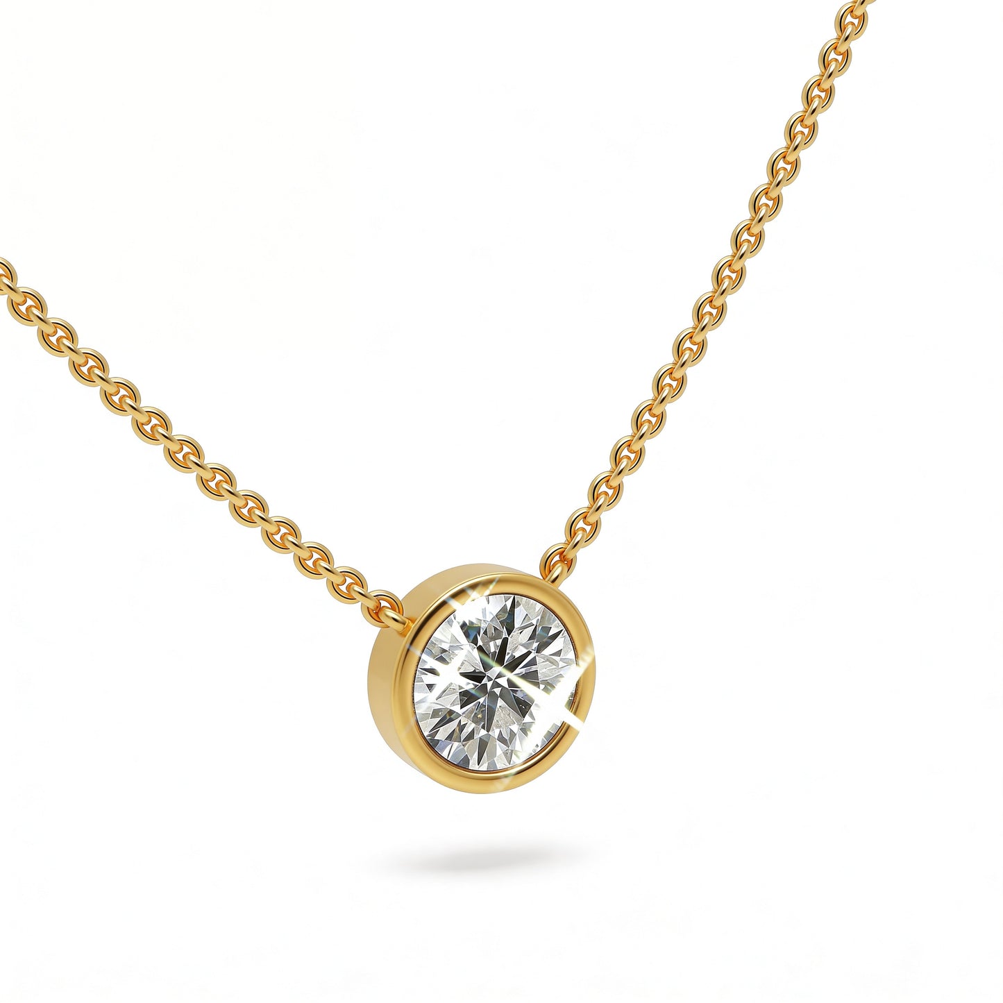 Round Bezel Set Pendant with Chain