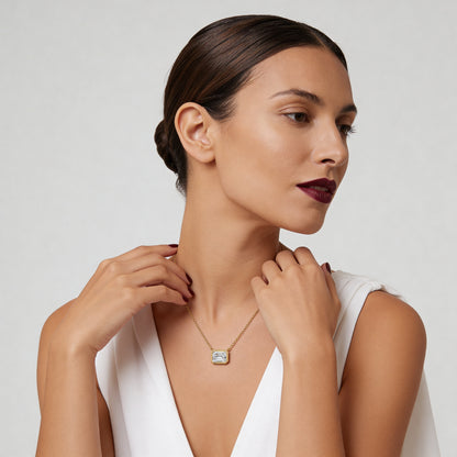 Emerald Bezel Set Pendant with Chain