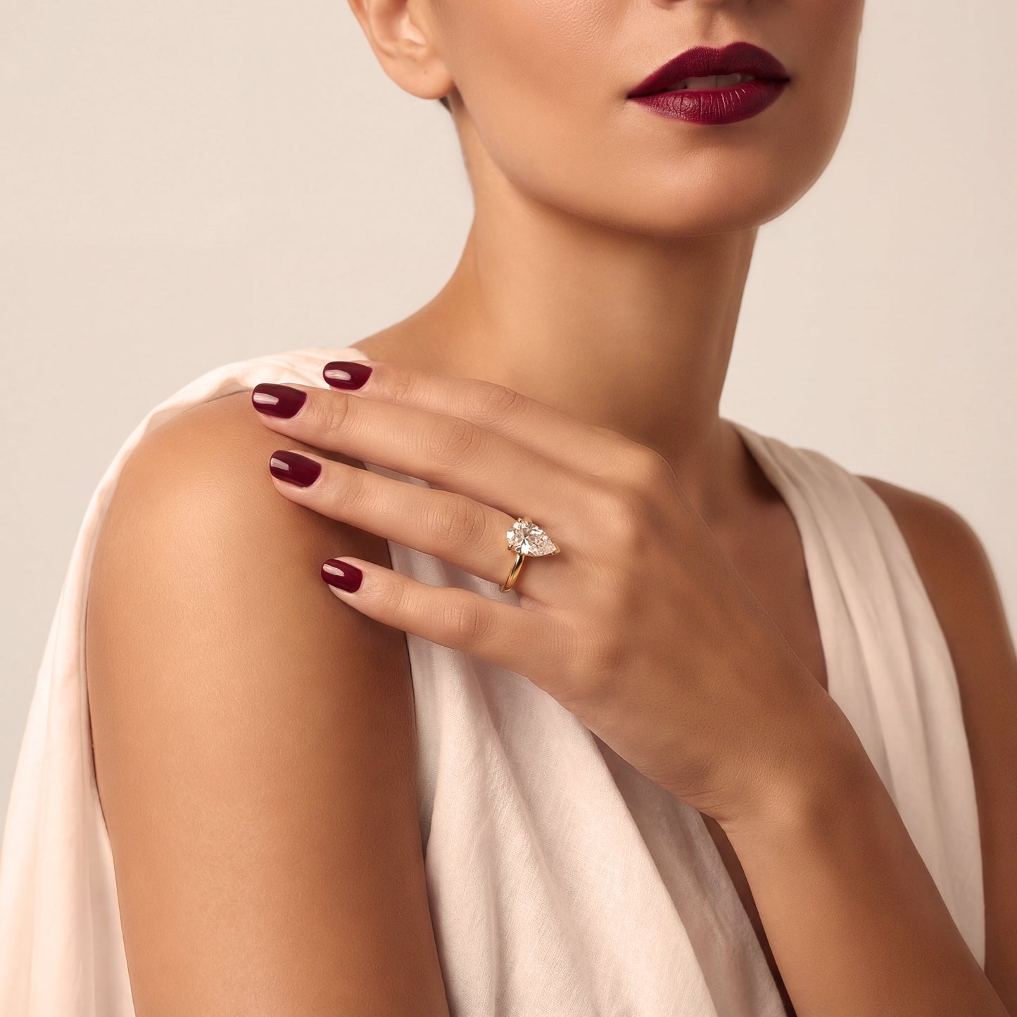 Pear Solitaire Ring