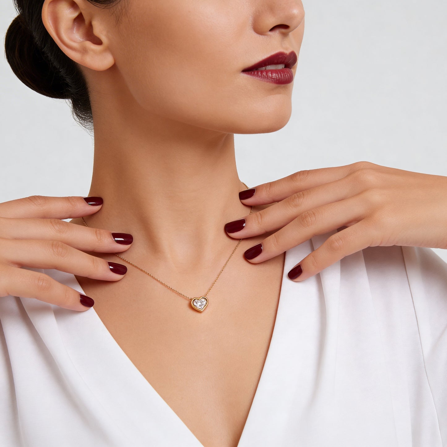 Heart Bezel Set Pendant with Chain