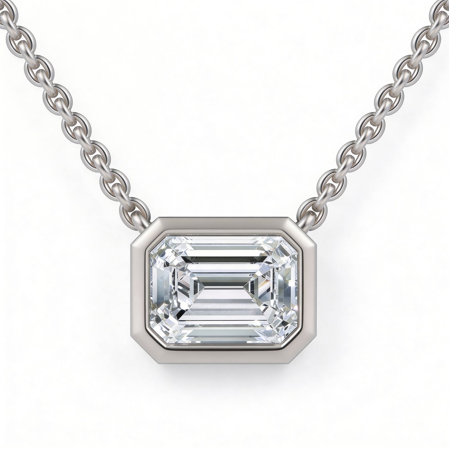Emerald Bezel Set Pendant with Chain