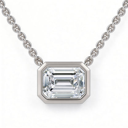 Emerald Bezel Set Pendant with Chain