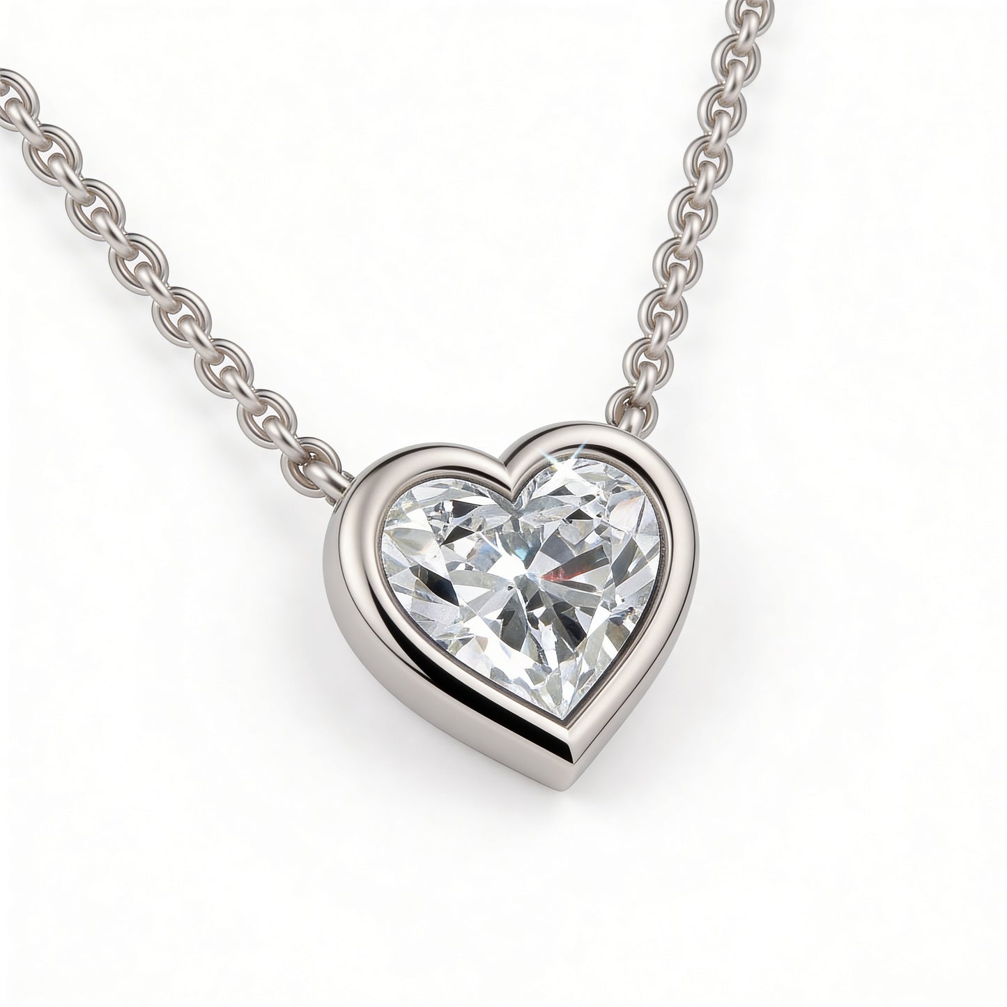 Heart Bezel Set Pendant with Chain