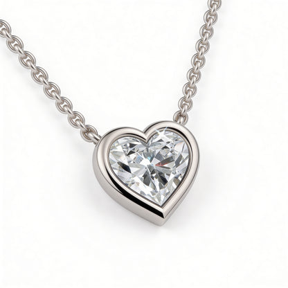 Heart Bezel Set Pendant with Chain
