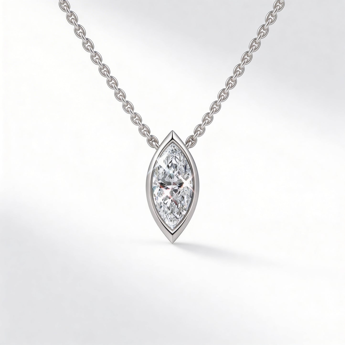 Marquise Bezel Set Pendant with Chain