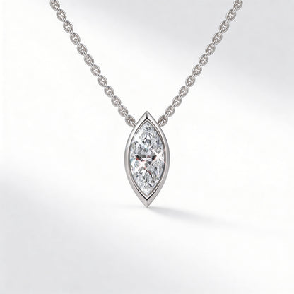 Marquise Bezel Set Pendant with Chain