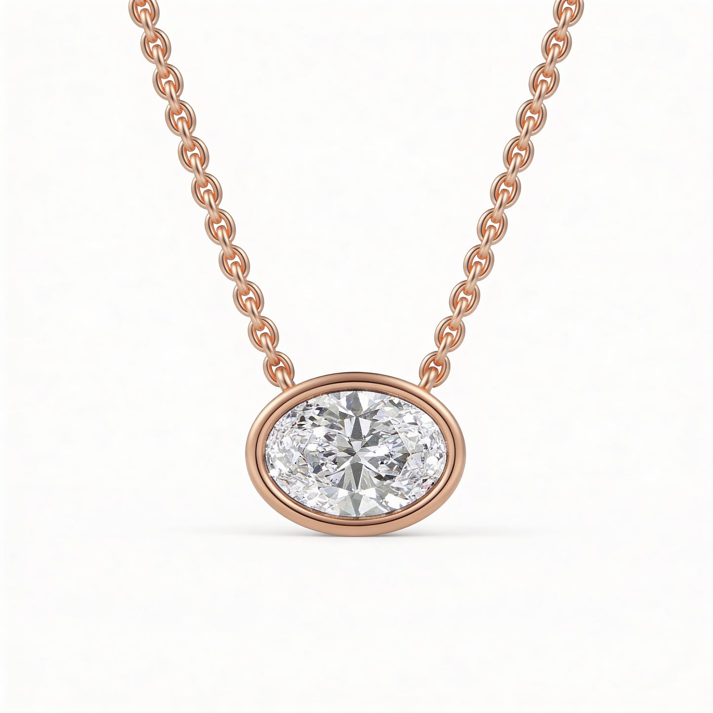 Oval Bezel Set Pendant with Chain