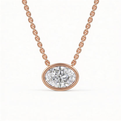Oval Bezel Set Pendant with Chain