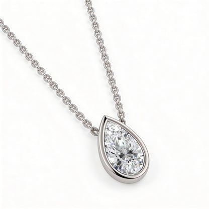 Pear Bezel Set Pendant with Chain