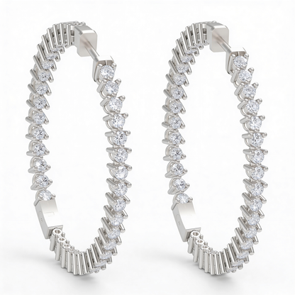 3 Prong Hoop Earrings