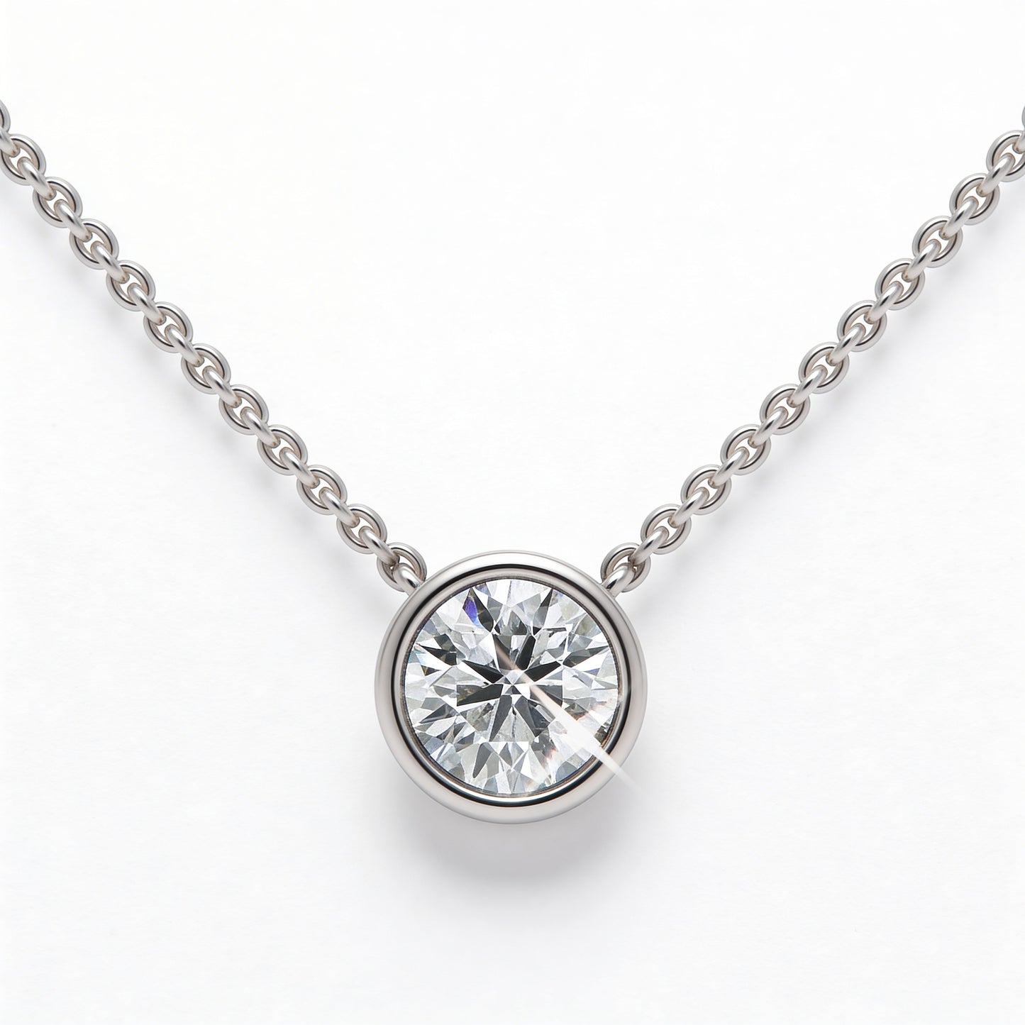 Round Bezel Set Pendant with Chain