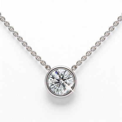 Round Bezel Set Pendant with Chain