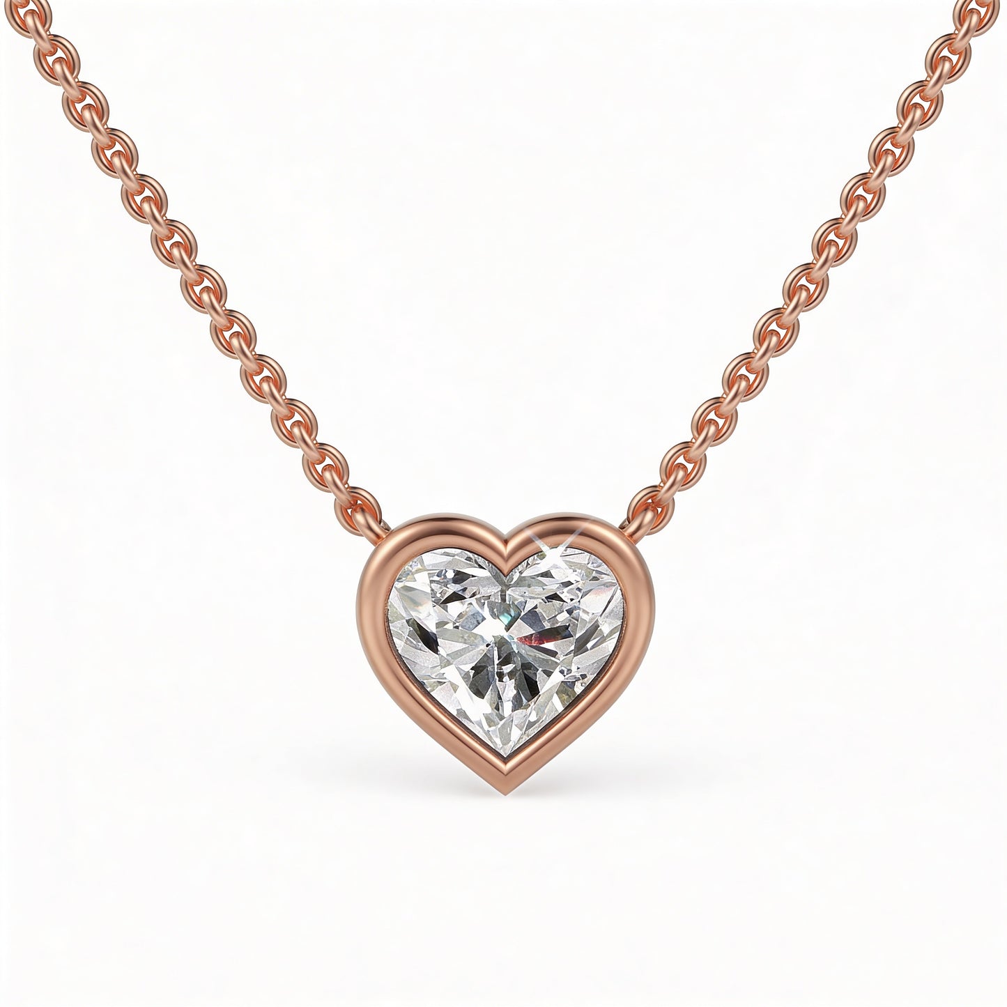Heart Bezel Set Pendant with Chain