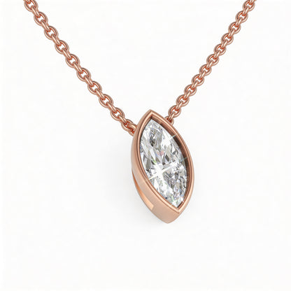 Marquise Bezel Set Pendant with Chain