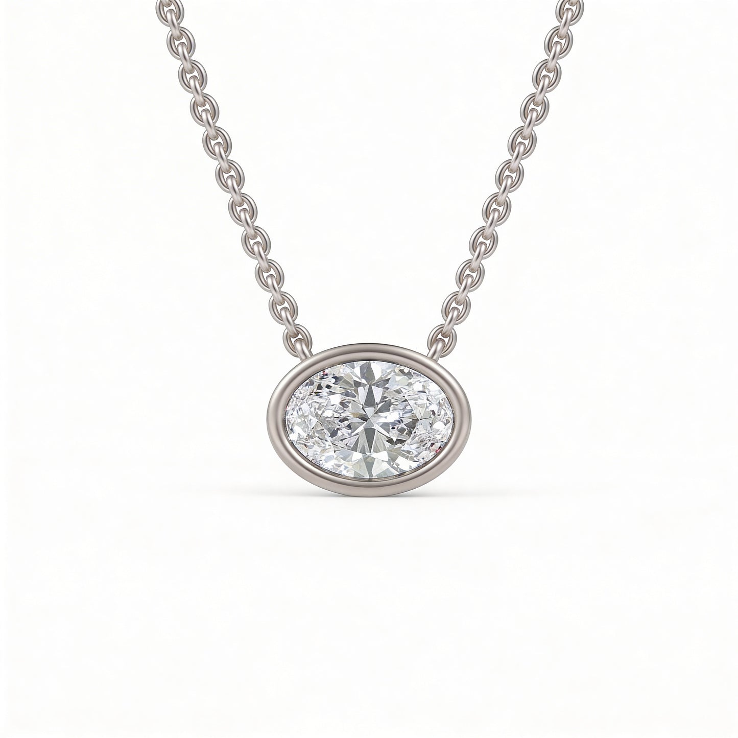 Oval Bezel Set Pendant with Chain