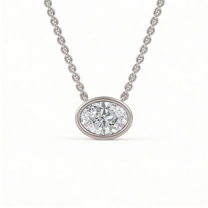 Oval Bezel Set Pendant with Chain