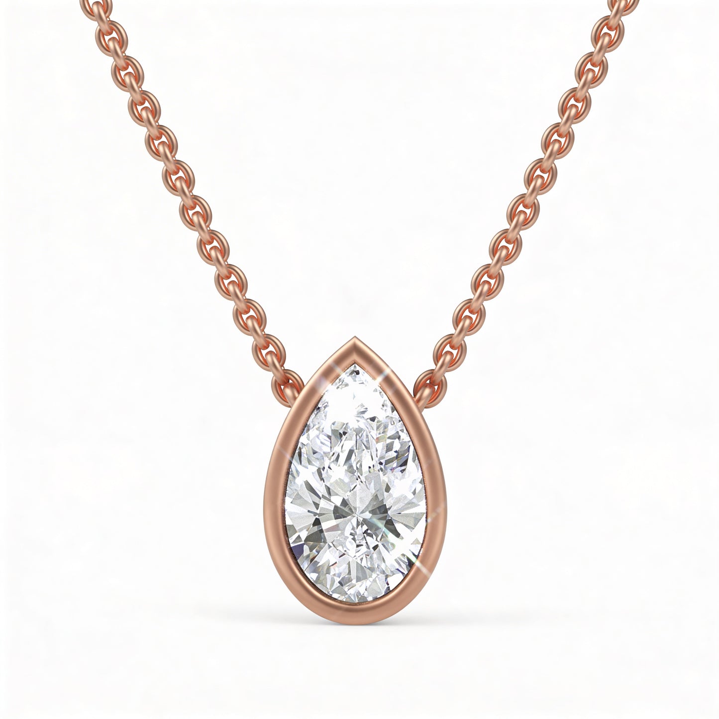 Pear Bezel Set Pendant with Chain