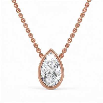 Pear Bezel Set Pendant with Chain