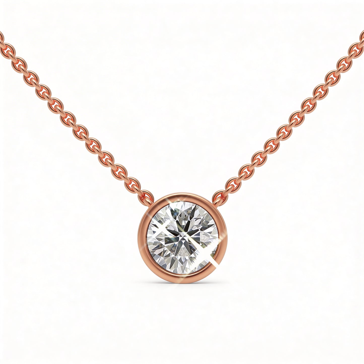 Round Bezel Set Pendant with Chain