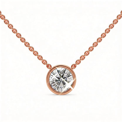 Round Bezel Set Pendant with Chain