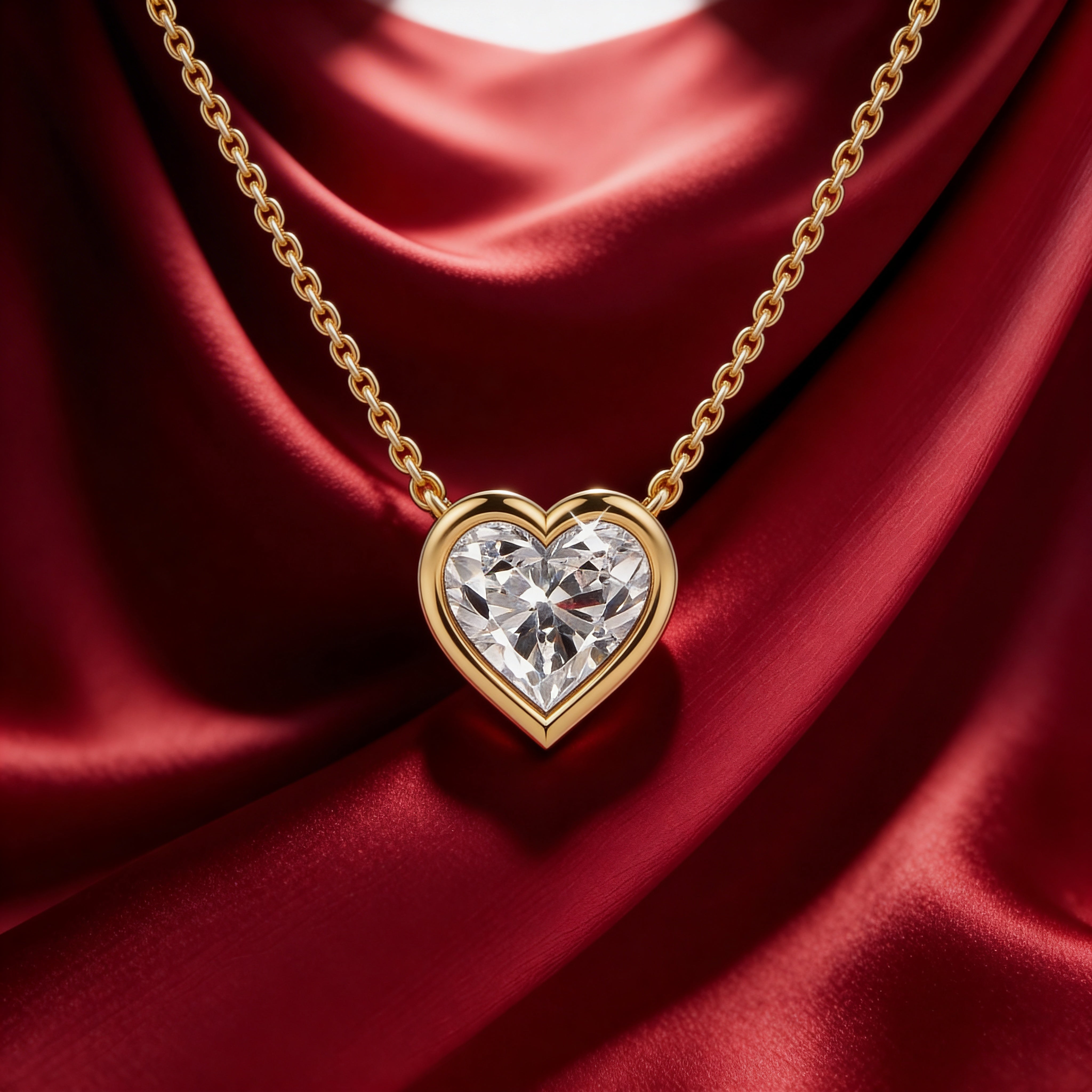 Heart Bezel Set Pendant with Chain
