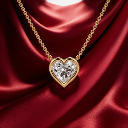 Heart Bezel Set Pendant with Chain