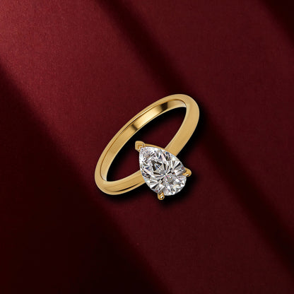 Pear Solitaire Ring