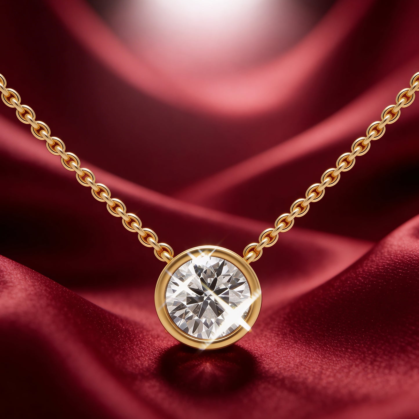Round Bezel Set Pendant with Chain