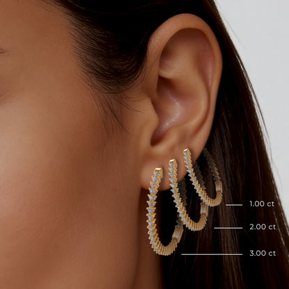 3 Prong Hoop Earrings