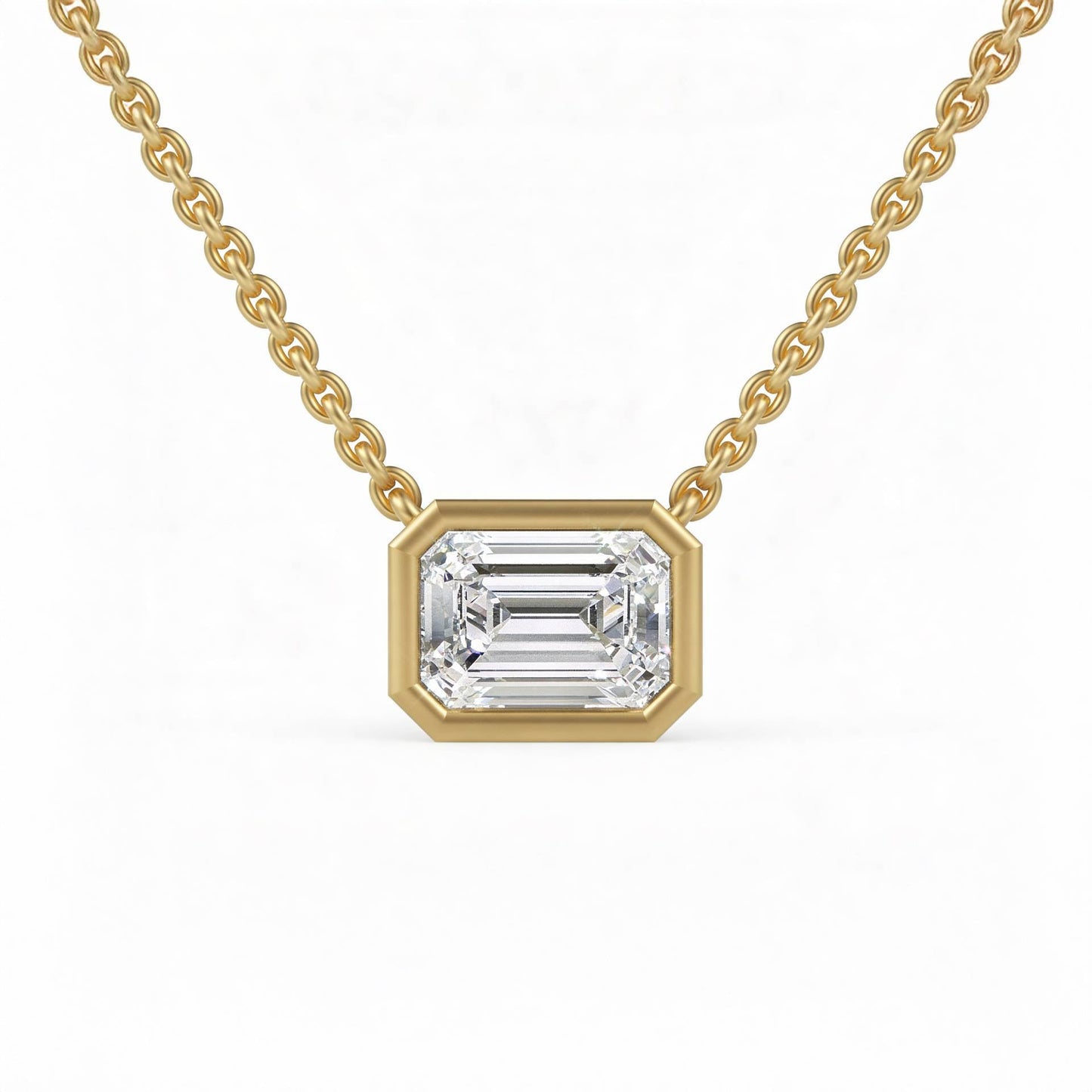 Emerald Bezel Set Pendant with Chain